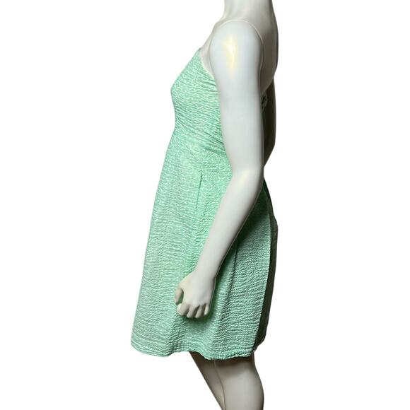 J.Crew Mint Green Textured Strapless Dress Geometric Lattice Pattern Size 6 - Picture 3 of 6